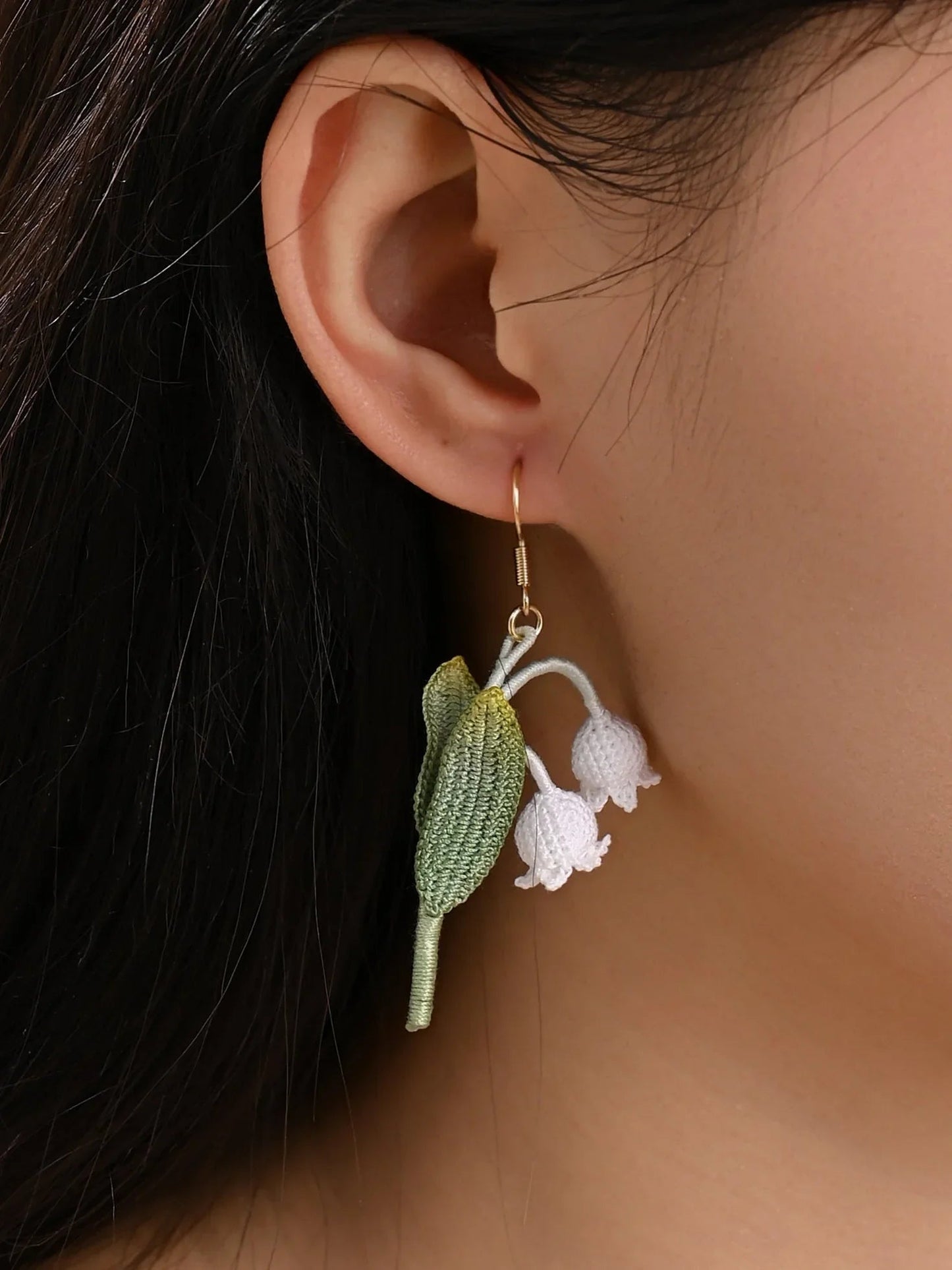 Lily of the Valley Micro Crochet Earrings Handmade Gift