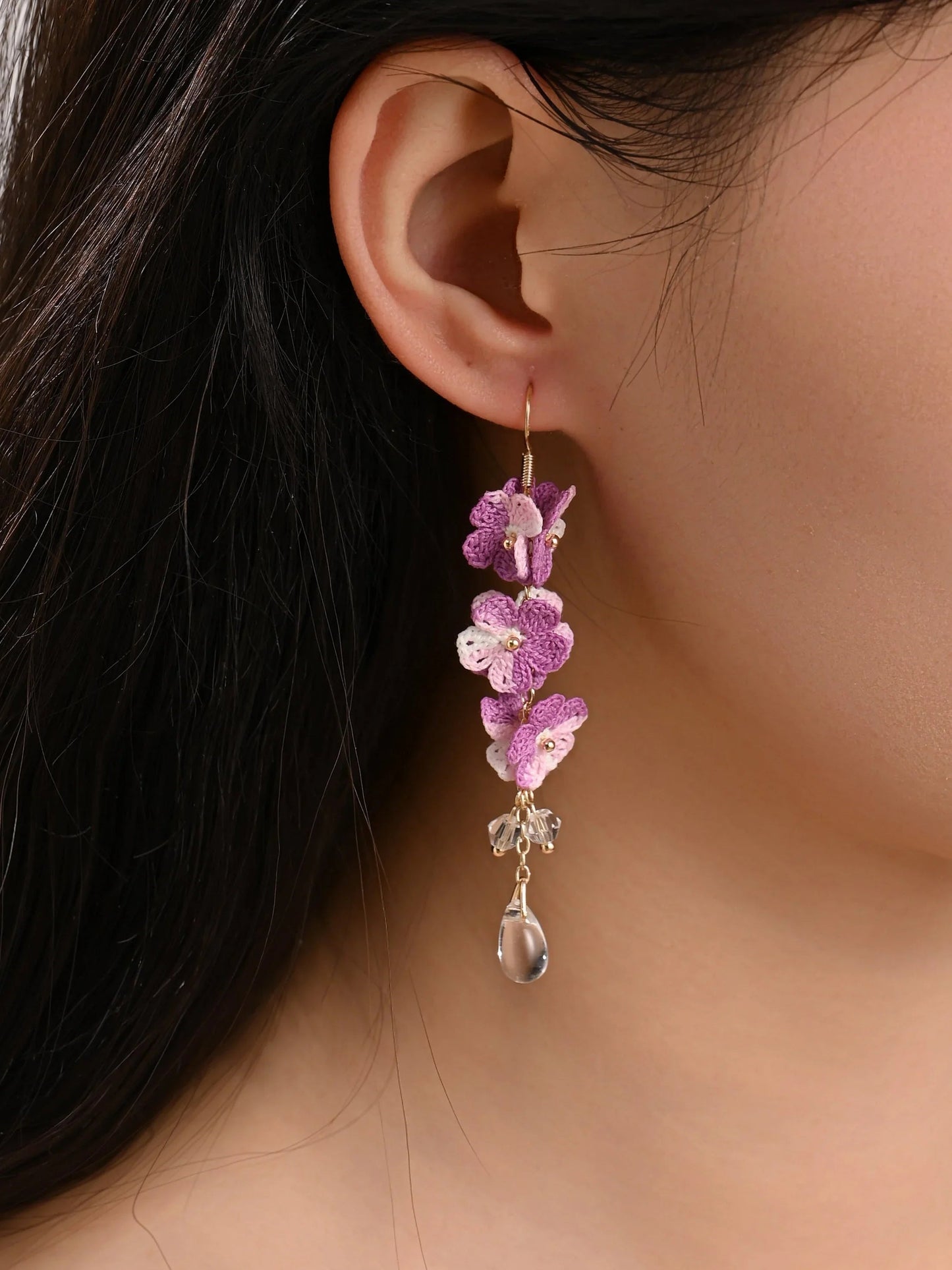 Forget-Me-Not Micro Danglers Earrings Handmade Crochet Gift