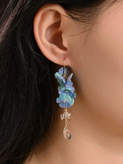 Forget-Me-Not Micro Danglers Earrings Handmade Crochet Gift