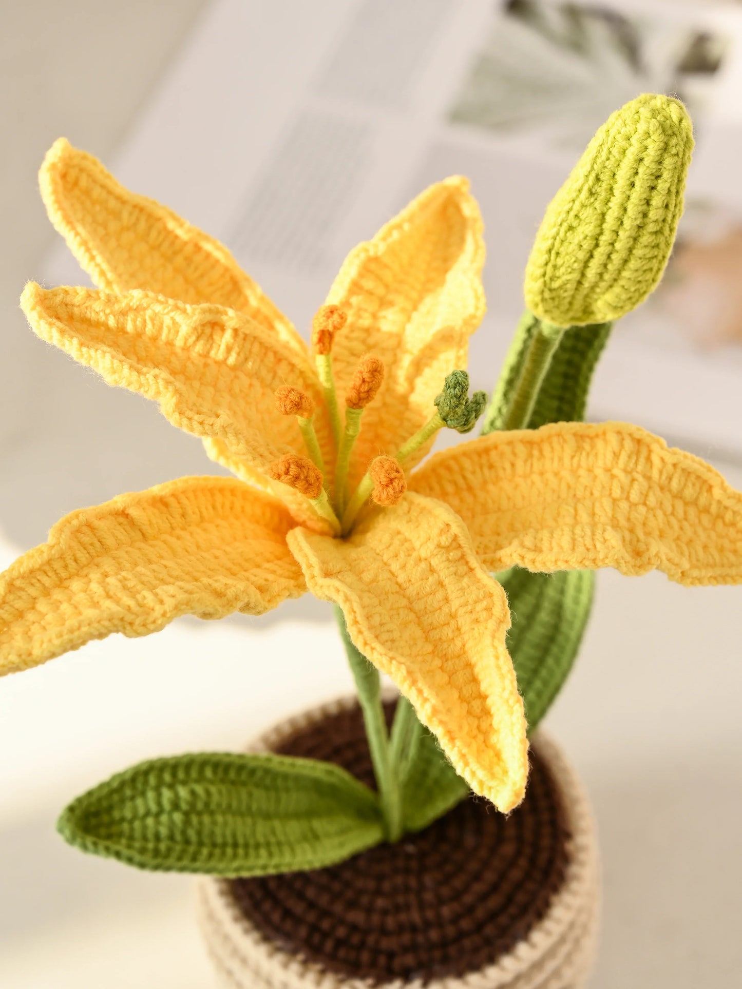 Crochet Lily Table Charm Handcrafted Lily Flower Gift