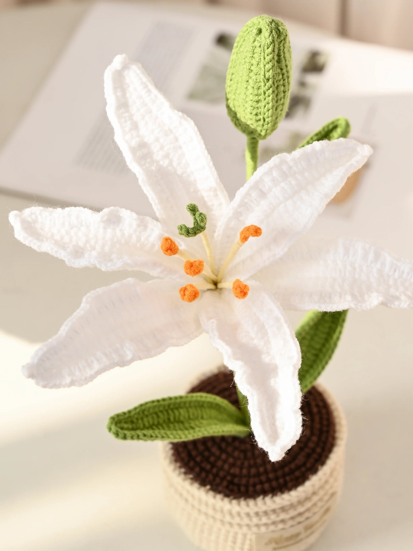 Crochet Lily Table Charm Handcrafted Lily Flower Gift