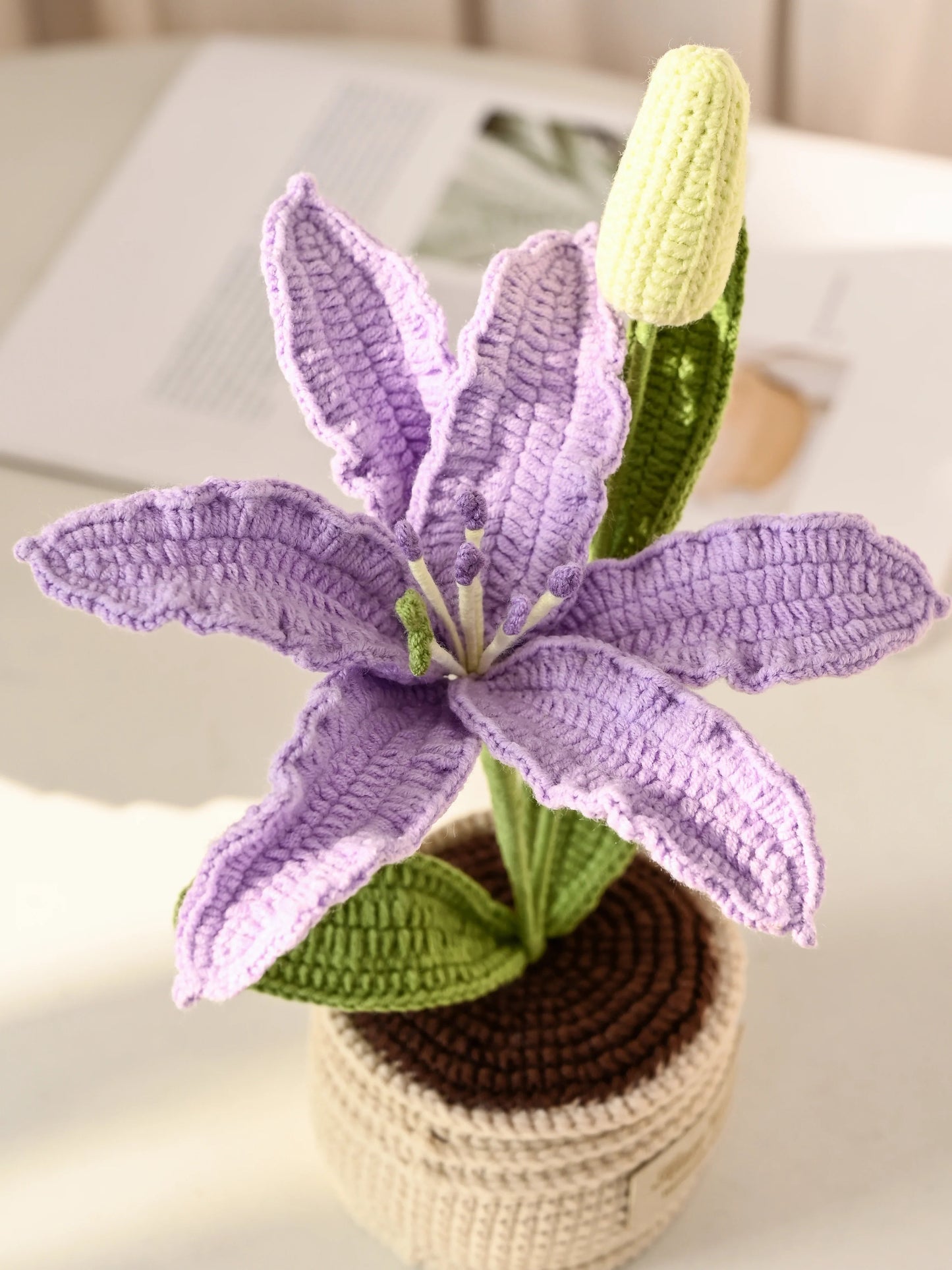 Crochet Lily Table Charm Handcrafted Lily Flower Gift