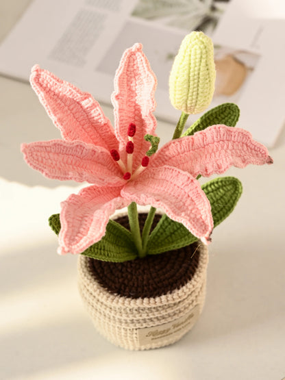 Crochet Lily Table Charm Handcrafted Lily Flower Gift