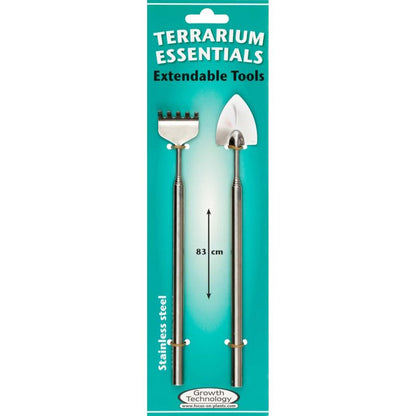 Extendable Terrarium Tools - Stainless Steel Spade & Rake