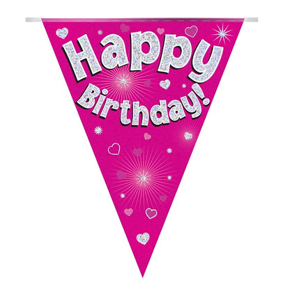 Pink Heart Birthday Bunting Banner