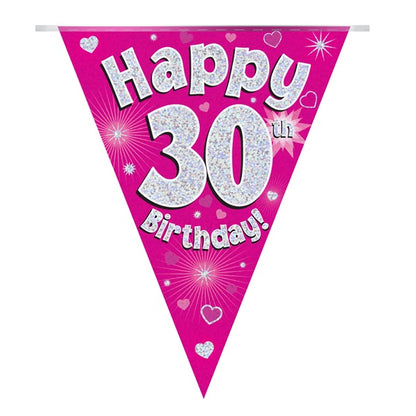 Pink Heart 30th Bunting Banner