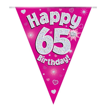 Pink Heart 65th Bunting Banner