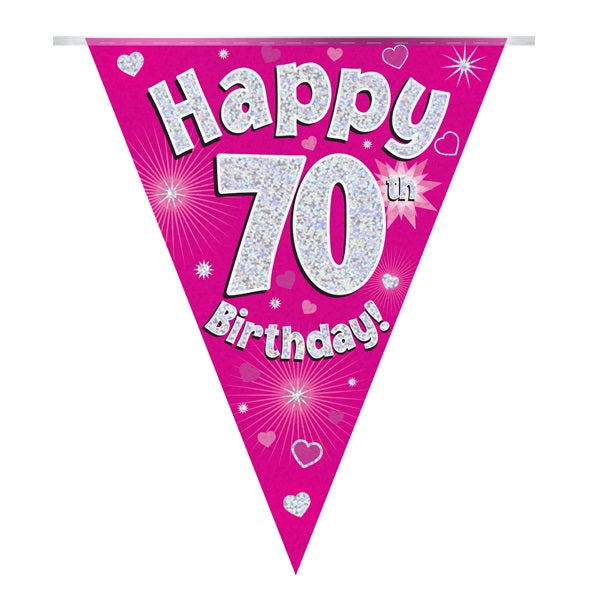 Pink Heart 70th Bunting Banner