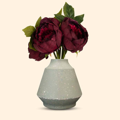 Artificial Burgundy Peonies Bouquet in a Green Skandi Vase