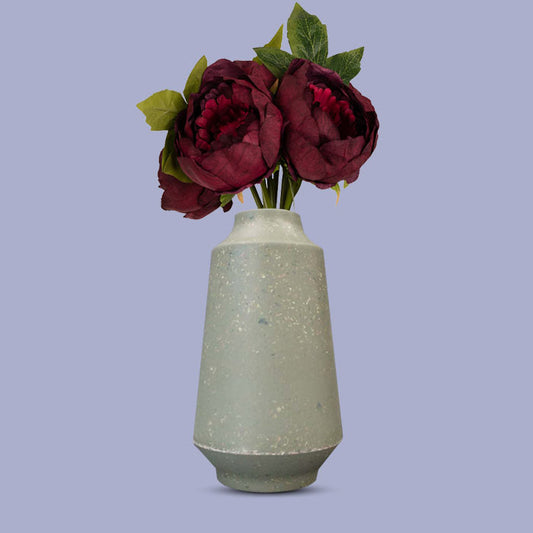 Artificial Burgundy Peonies Bouquet in a Skandi Green Vase