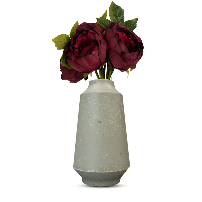 Artificial Burgundy Peonies Bouquet in a Skandi Green Vase