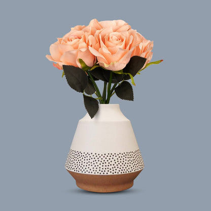 Artificial Champagne Roses Bouquet in a Off-White Skandi Vase