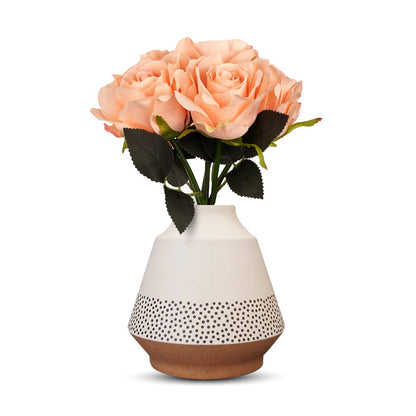 Artificial Champagne Roses Bouquet in a Off-White Skandi Vase