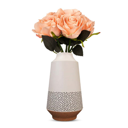 Artificial Champagne Roses Bouquet in a Off-White Nordic Vase