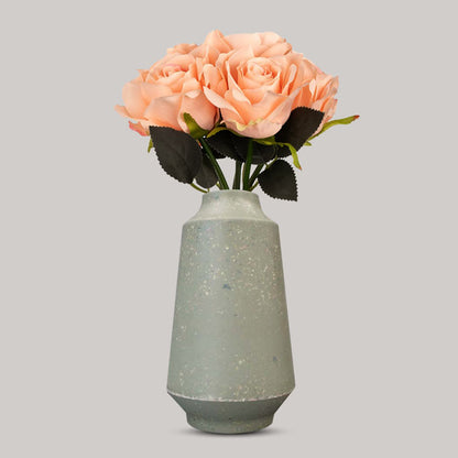 Artificial Champagne Roses Bouquet in a Skandi Green Vase