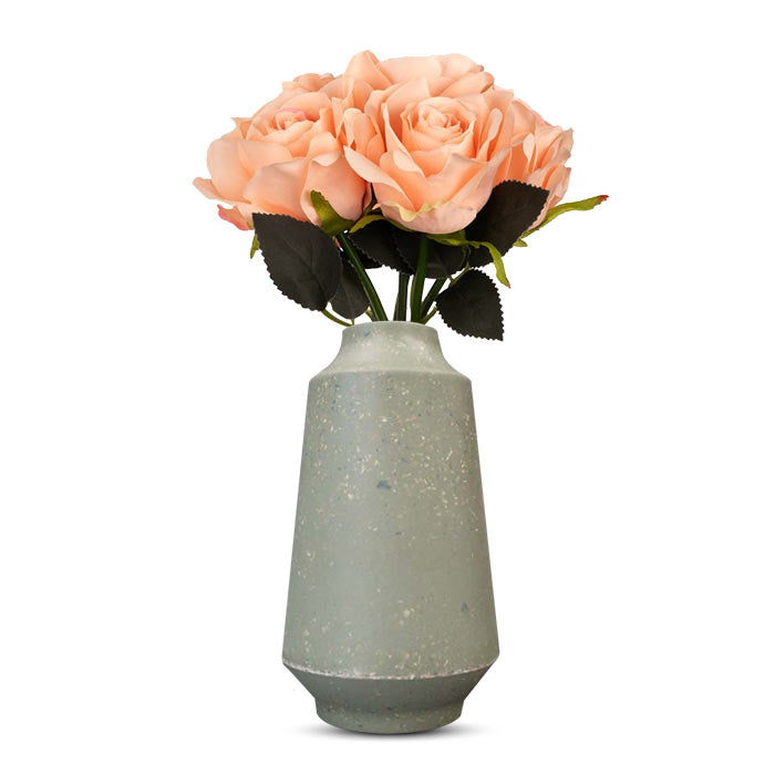 Artificial Champagne Roses Bouquet in a Skandi Green Vase