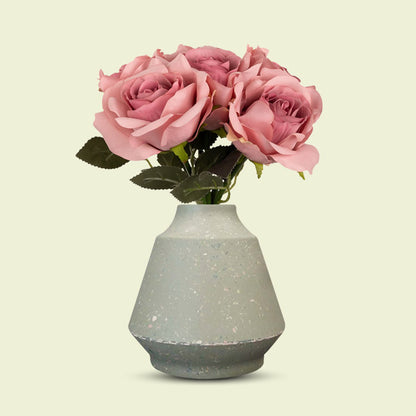 Artificial Dusty Pink Roses Bouquet in a Green Skandi Vase