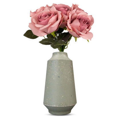 Artificial Dusty Pink Roses Bouquet in a Skandi Green Vase