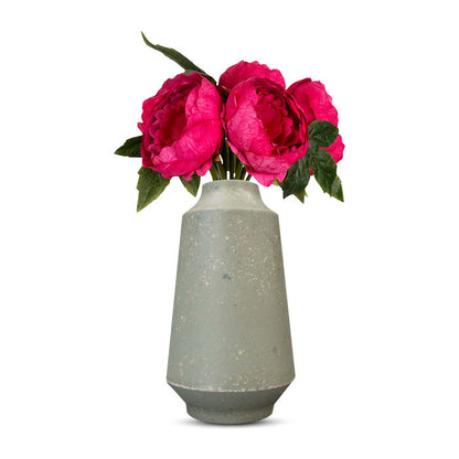 Artificial Fuchsia Pink Peonies Bouquet in a Skandi Green Vase