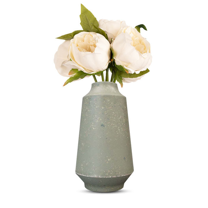 Artificial Ivory Peonies Bouquet in a Skandi Green Vase