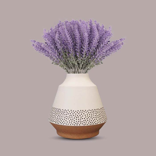 Artificial Lavender Bouquet in a Off-White Skandi Vase