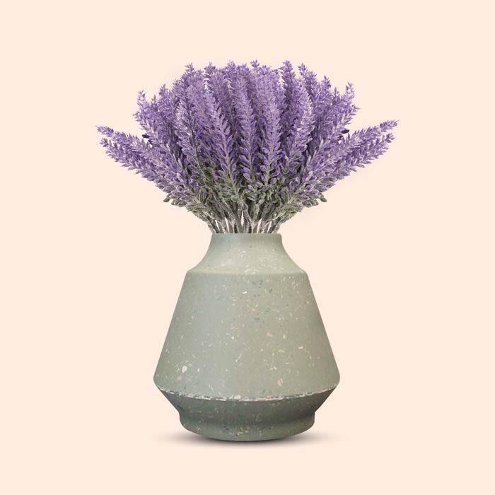 Artificial Lavender in Green Skandi Vase