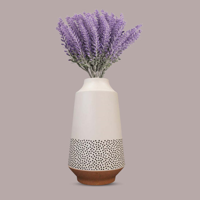 Artificial Lavender Bouquet in a Off-White Nordic Vase