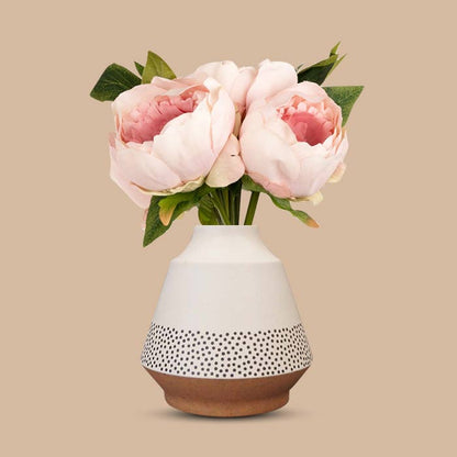 Artificial Light Pink Peonies Bouquet in a Off-White Skandi Vase