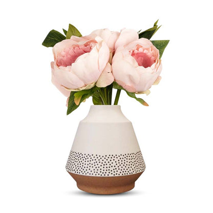 Artificial Light Pink Peonies Bouquet in a Off-White Skandi Vase