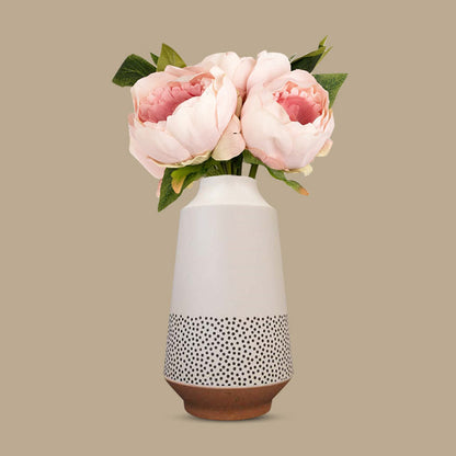 Artificial Light Pink Peonies Bouquet in a Off-White Nordic Vase