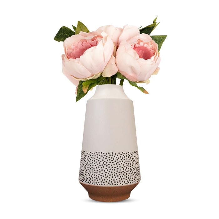 Artificial Light Pink Peonies Bouquet in a Off-White Nordic Vase