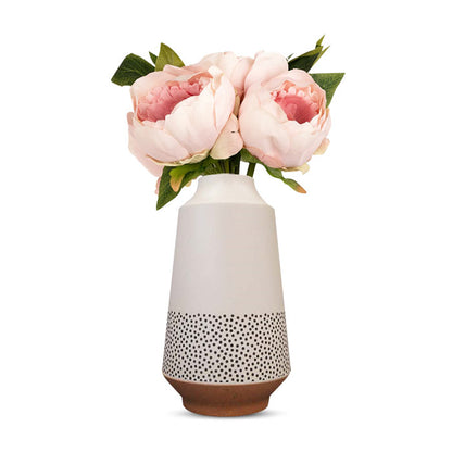 Artificial Light Pink Peonies Bouquet in a Off-White Nordic Vase