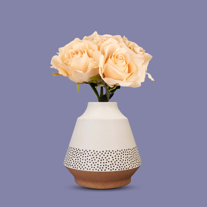 Artificial Nude Roses Bouquet in a Off-White Skandi Vase