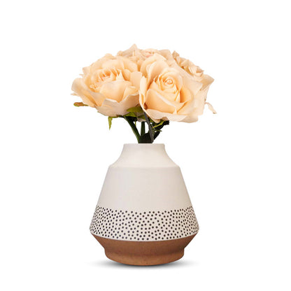 Artificial Nude Roses Bouquet in a Off-White Skandi Vase