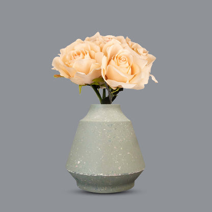 Artificial Nude Roses Bouquet in a Green Skandi Vase