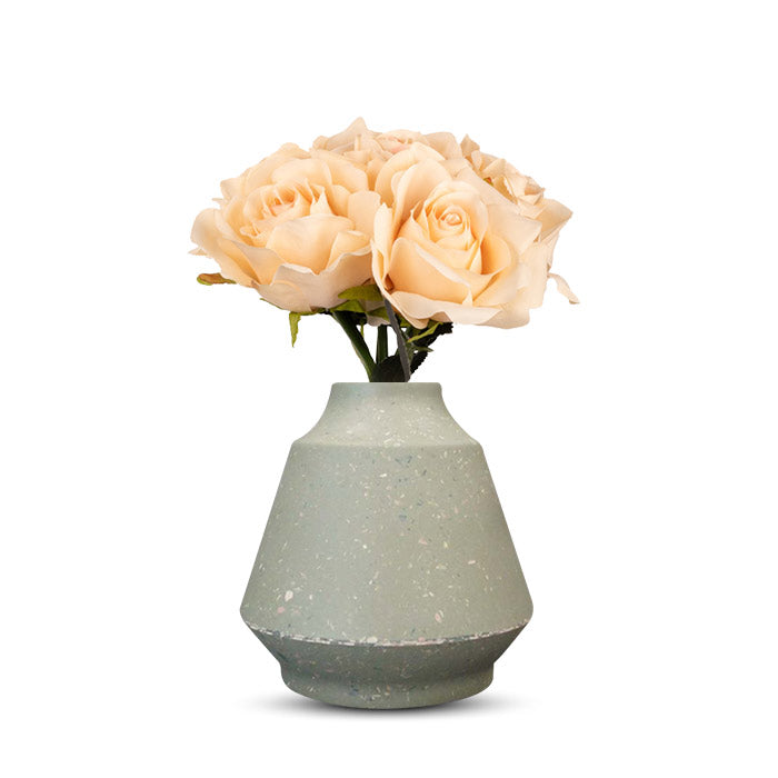 Artificial Nude Roses Bouquet in a Green Skandi Vase