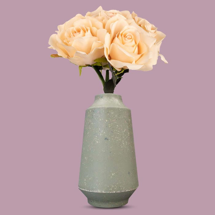 Artificial Nude Roses Bouquet in a Skandi Green Vase