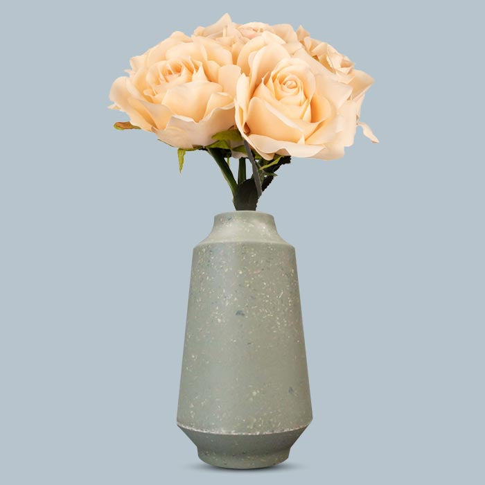 Artificial Nude Roses Bouquet in a Skandi Green Vase