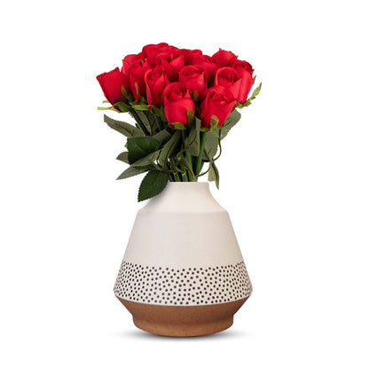 Artificial Red Roses Bouquet in a Off-White Skandi Vase