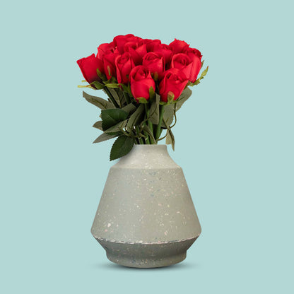 Artificial Red Roses Bouquet in a Green Skandi Vase