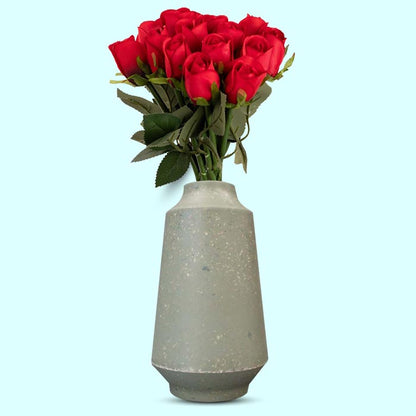 Artificial Red Roses Bouquet in a Skandi Green Vase