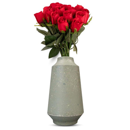 Artificial Red Roses Bouquet in a Skandi Green Vase