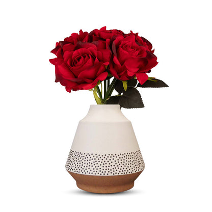 Artificial Red Roses Bunch in a Off-White Skandi Vase