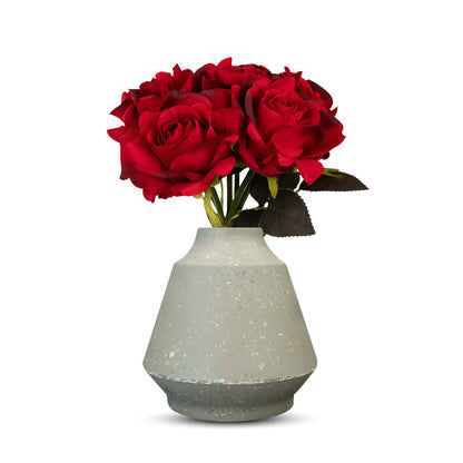 Artificial Red Roses Bunch in a Green Skandi Vase