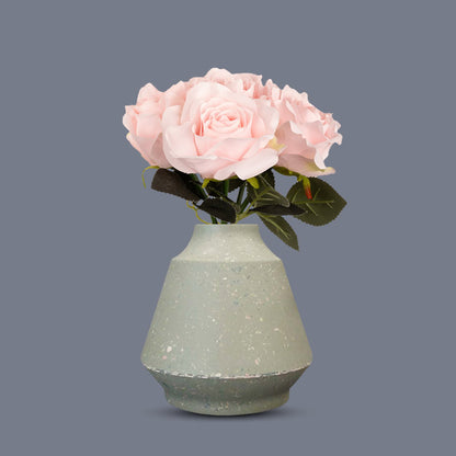 Artificial Soft Pink Roses Bouquet in a Green Skandi Vase