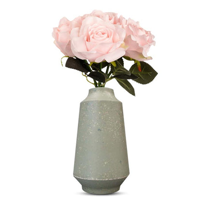 Artificial Soft Pink Roses Bouquet in a Skandi Green Vase