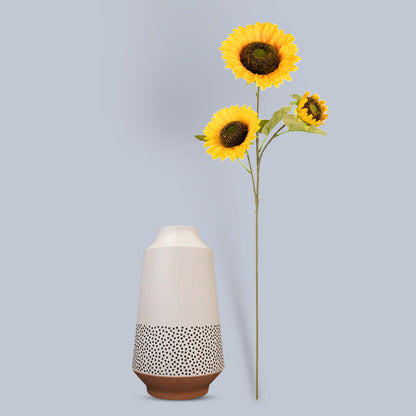 Artificial Sunflower Stem in a Off-White Nordic Vase