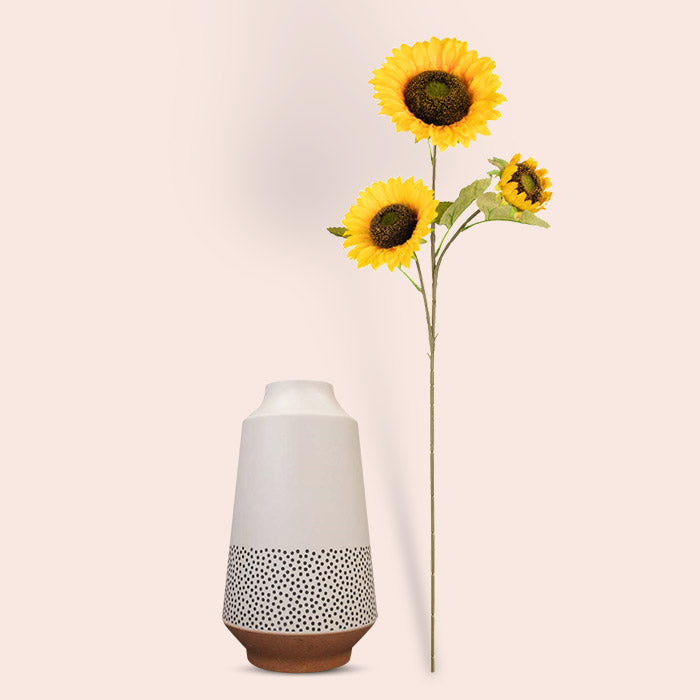 Artificial Sunflower Stem in a Off-White Nordic Vase