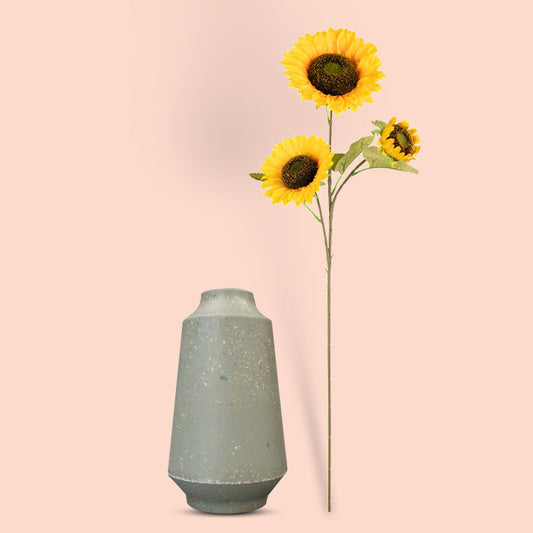 Artificial Sunflower Stem in a Skandi Green Vase