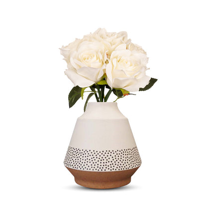 Artificial White Roses Bouquet in a Off-White Skandi Vase